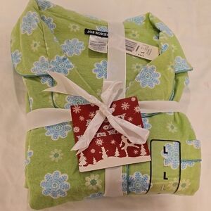 Joe Boxer Womens Flannel Pajama Set in Green and Blue Floral